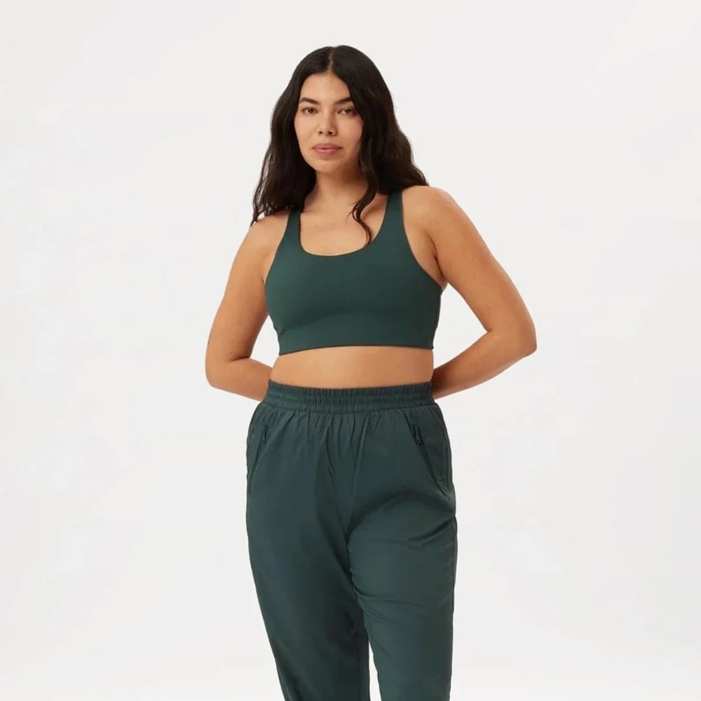Girlfriend Collective Simone High‑Support Bra • Size L • Moss Green • Eco‑Friend